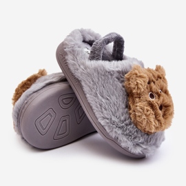 Pantuflas infantiles de pelo con osito, Gris Dicera 4