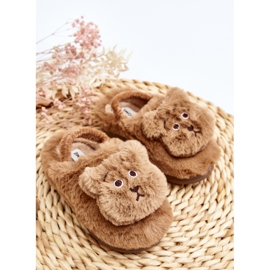 Pantuflas infantiles de pelo con osito de peluche, marrón Dicera 3