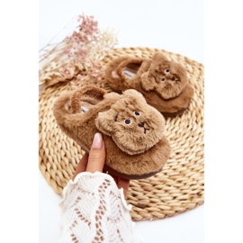 Pantuflas infantiles de pelo con osito de peluche, marrón Dicera 4