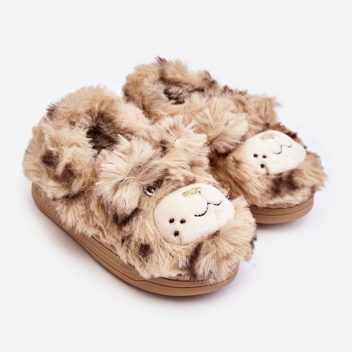 Pantuflas infantiles de pelo con osito, Beige Apolanie 1