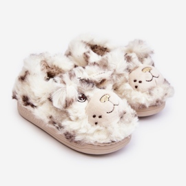 Pantuflas infantiles de pelo con osito, beige claro Apolanie 1