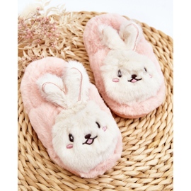 Pantuflas infantiles de pelo con conejito, rosa claro Apolanie 2