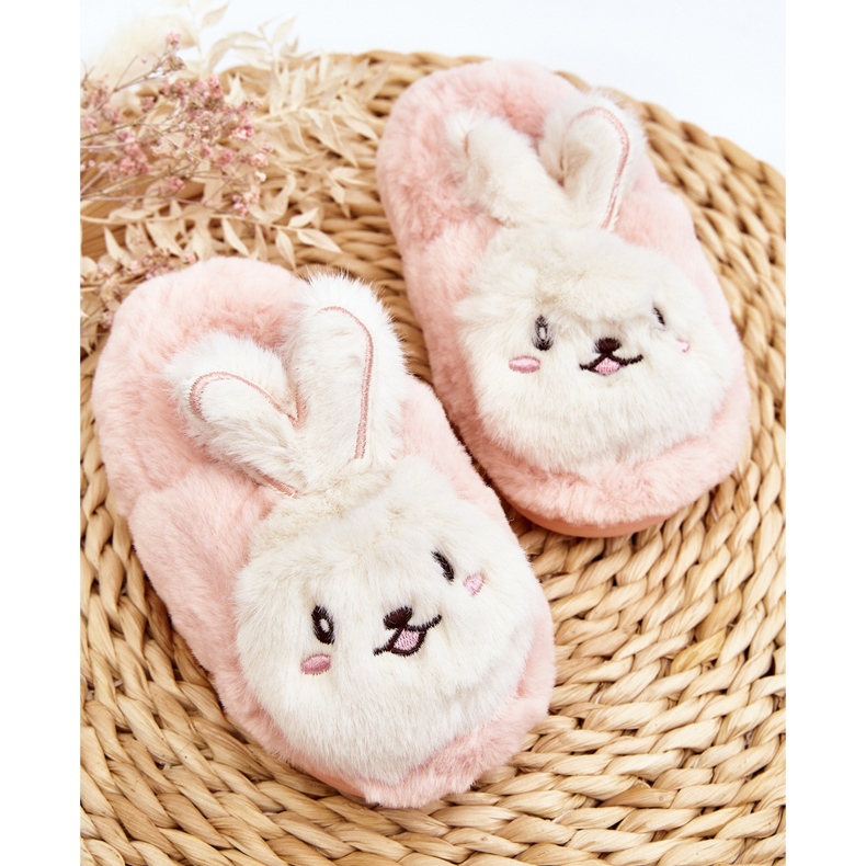 Pantuflas infantiles de pelo con conejito, rosa claro Apolanie 2
