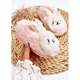 Pantuflas infantiles de pelo con conejito, rosa claro Apolanie rosado 3