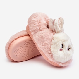 Pantuflas infantiles de pelo con conejito, rosa claro Apolanie rosado 4