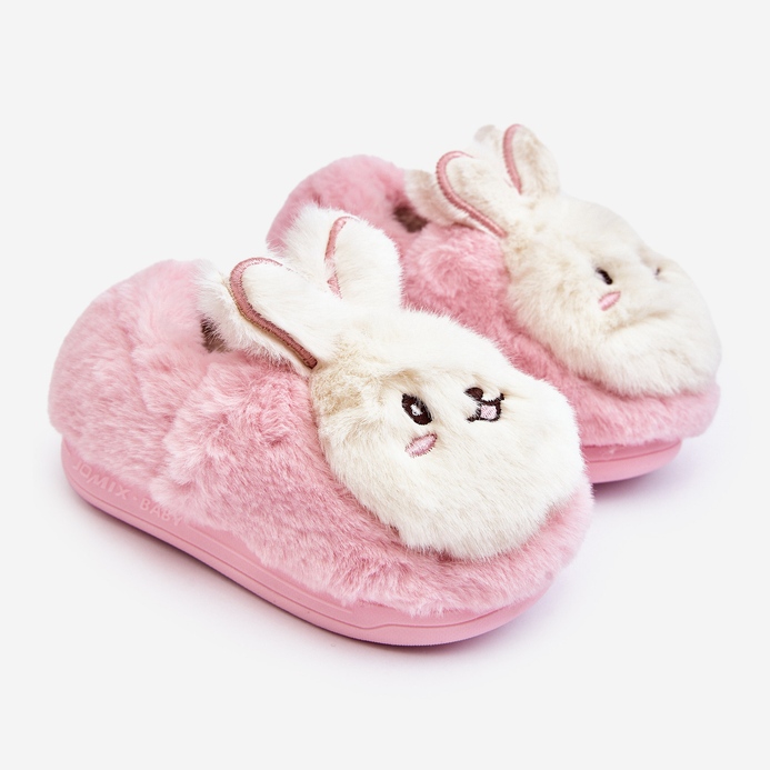 Pantuflas infantiles de pelo con conejito, rosa Apolanie 1