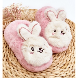 Pantuflas infantiles de pelo con conejito, rosa Apolanie 2