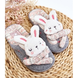 Pantuflas Infantiles Conejo Suela Gruesa Gris Dasca 2