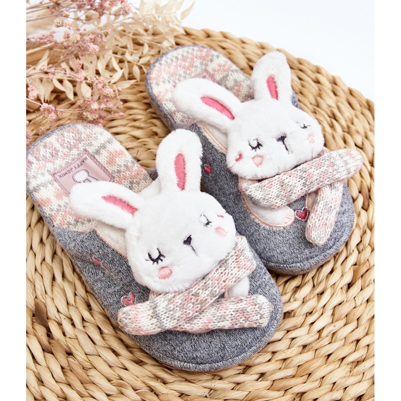 Pantuflas Infantiles Conejo Suela Gruesa Gris Dasca 2