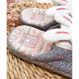 Pantuflas Infantiles Conejo Suela Gruesa Gris Dasca 3