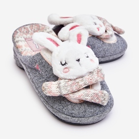 Pantuflas Infantiles Conejo Suela Gruesa Gris Dasca 4