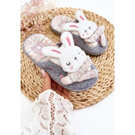 Pantuflas Infantiles Conejo Suela Gruesa Gris Dasca 5