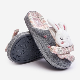Pantuflas Infantiles Conejo Suela Gruesa Gris Dasca 6