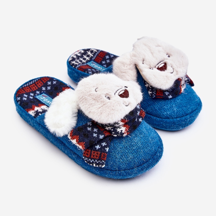Pantuflas infantiles con suela gruesa y osito de peluche, azul, Dasca 1