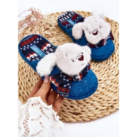 Pantuflas infantiles con suela gruesa y osito de peluche, azul, Dasca 3