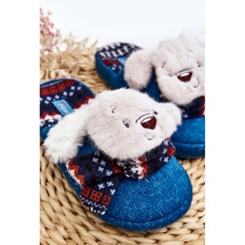 Pantuflas infantiles con suela gruesa y osito de peluche, azul, Dasca 5
