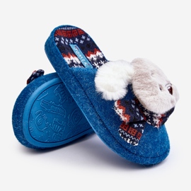 Pantuflas infantiles con suela gruesa y osito de peluche, azul, Dasca 7