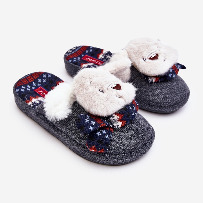 Pantuflas infantiles de suela gruesa con osito, Gris Dasca 1