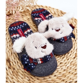 Pantuflas infantiles de suela gruesa con osito, Gris Dasca 2