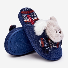 Pantuflas infantiles de suela gruesa con osito azul marino Dasca 6