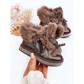 Botas de nieve para niños con cremallera y pelo, marrón, Hanija 4