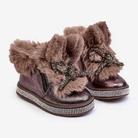 Botas de nieve para niños con cremallera y pelo, marrón, Hanija 5