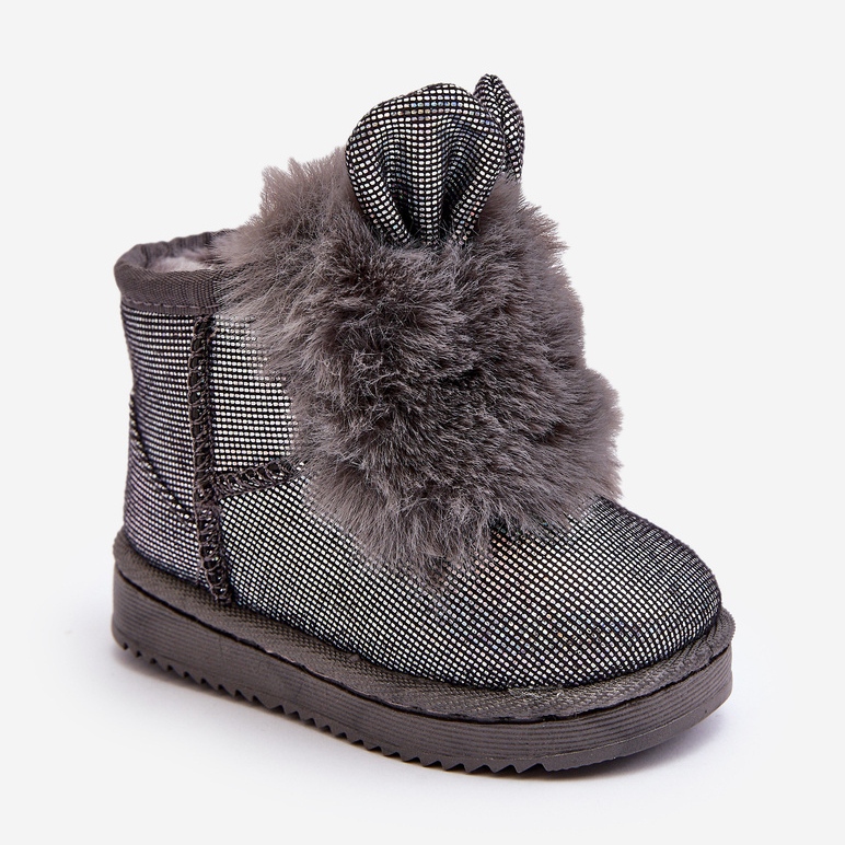 Botas de Nieve para Niños Aisladas con Pelo, Betty Gris, con Orejas 2 Botas de Nieve para Niños Aisladas con Pelo, Betty Gris, con Orejas 2