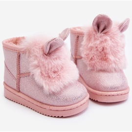 Botas de nieve para niños con aislamiento de piel, orejas Betty rosa claro rosado 8