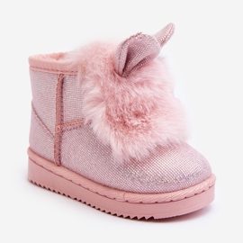 Botas de nieve para niños con aislamiento de piel, orejas Betty rosa claro rosado 2