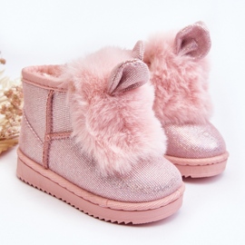 Botas de nieve para niños con aislamiento de piel, orejas Betty rosa claro rosado 3