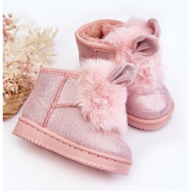 Botas de nieve para niños con aislamiento de piel, orejas Betty rosa claro rosado 4