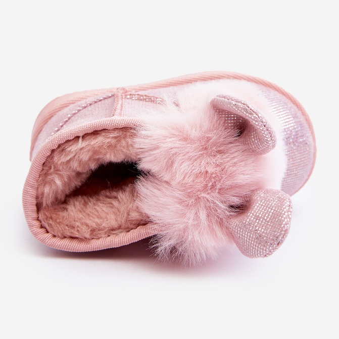 Botas de nieve para niños con aislamiento de piel, orejas Betty rosa claro rosado 1