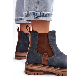 Evento Botas Chelsea aislantes para mujer con tacón plano, azul Myrine 2 Evento Botas Chelsea aislantes para mujer con tacón plano, azul Myrine 2