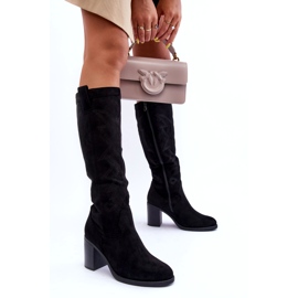 Botas Mujer Ante Tacón Alto Negro 3