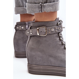Botas de cuña aislantes con strass, ante Lu Boo, gris 8