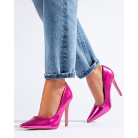 Salón stiletto Shelovet rosa metalizado rosado 2