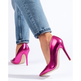 Salón stiletto Shelovet rosa metalizado rosado 3