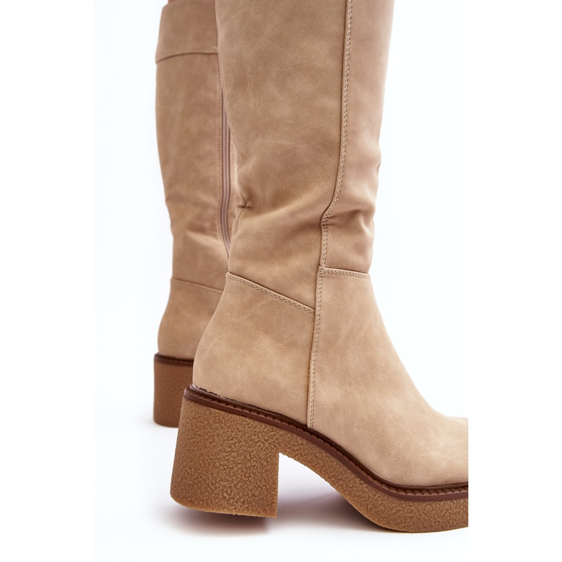 Sergio Leone Botas aislantes de mujer beige con tacones enormes de Calvisa 2