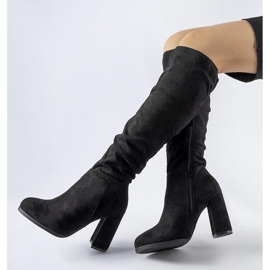 Botas de tacón alto arrugadas negras de Olesen negro 1