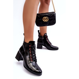 Botines Bajos Charol Cordones S.Barski MR870-66 Negro 6