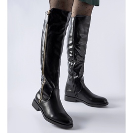 Botas largas negras con cremallera decorativa Nadwa negro 1 Botas largas negras con cremallera decorativa Nadwa negro 1
