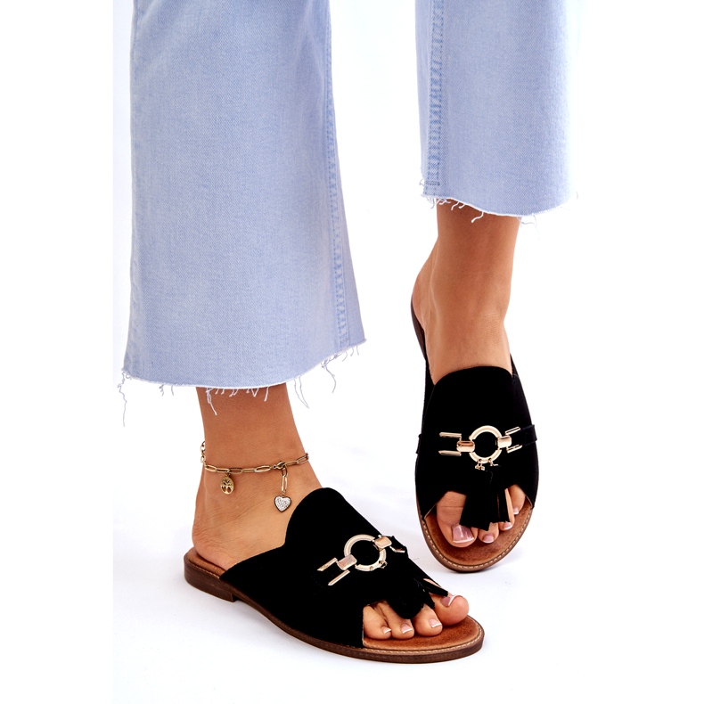 Lewski Shoes Pantuflas Mujer Ante Leewski Shoes 3226 Black negro 2