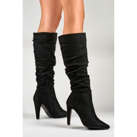 Botas tacón mujer ante negro 2