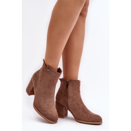 Botines Mujer Ante Tacón Alto Marrón Selela 3