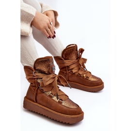 Botas de nieve para mujer con cordones D.Franklin DFSH370006 Marrón 4