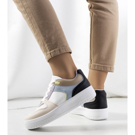 Deportivas blancas y moradas de mujer Lins beige blanco violeta 1