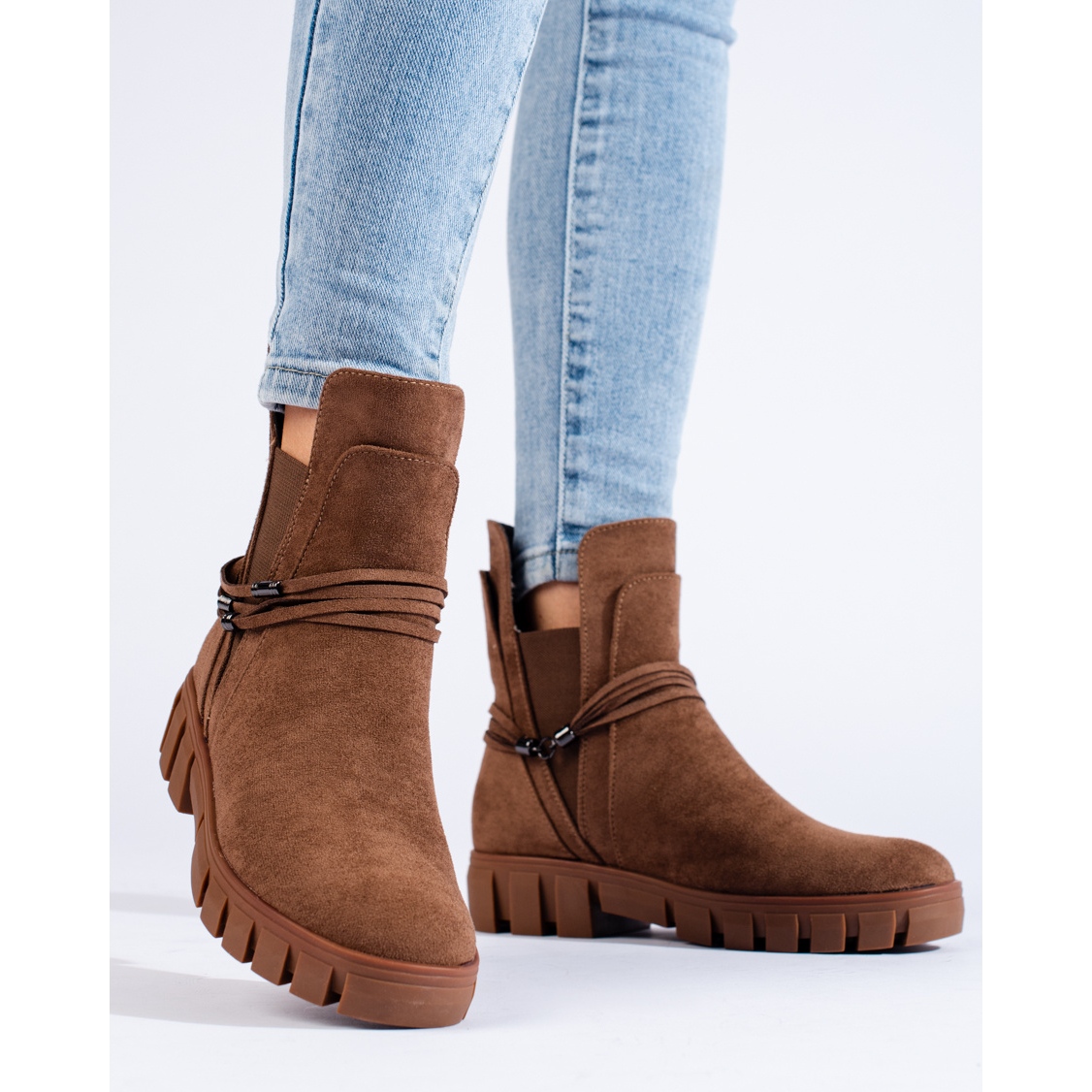 Botines Planos Botas Chelsea Marrones Mujer Calzado Botines