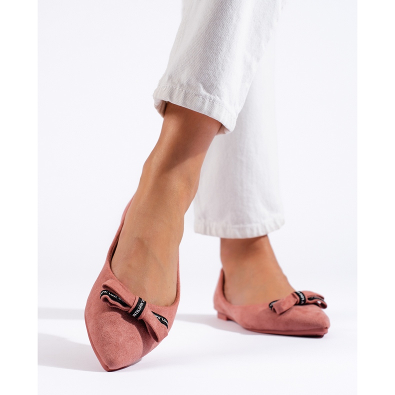 Bailarinas de ante con lazo Shelovet rosa 1