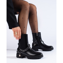 W. Potocki Botines Chelsea de mujer Potocki negros con cadena 5