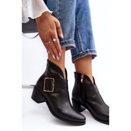 Botines Mujer De Piel Con Tacón Bajo Y Hebilla, Negro Liliane 2